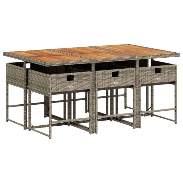 vidaXL 7-cz. zestaw mebli ogrodowych z poduszkami, szary, rattan PE