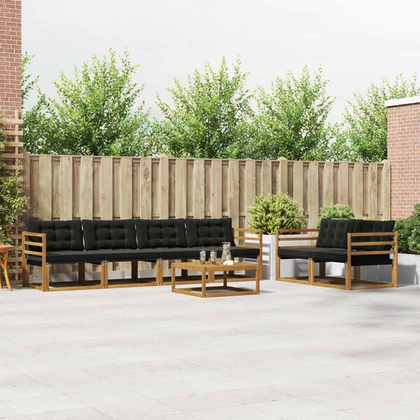 vidaXL Zestaw sof na zewnątrz z poduszką 7 pcs Naturalny i czarny