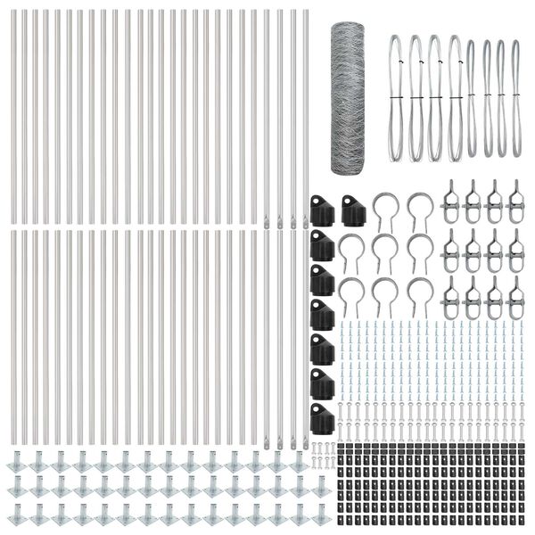 vidaXL Słupek ogrodzeniowy. Srebrny 100 x 0,5 m (siatka 50 mm) Stal