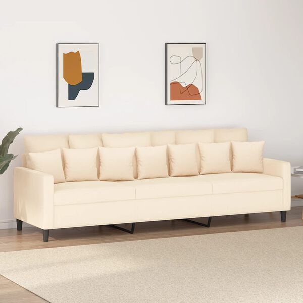 vidaXL 3-osobowa sofa, kremowa, 210 cm, tapicerowana aksamitem