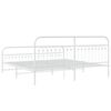 vidaXL Metalowa rama ł&oacute;żka z wezgłowiem i zan&oacute;żkiem, biała, 193x203 cm
