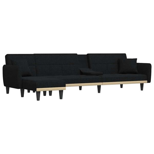 vidaXL Sofa rozkładana L, czarna, 275x140x70 cm, tkanina