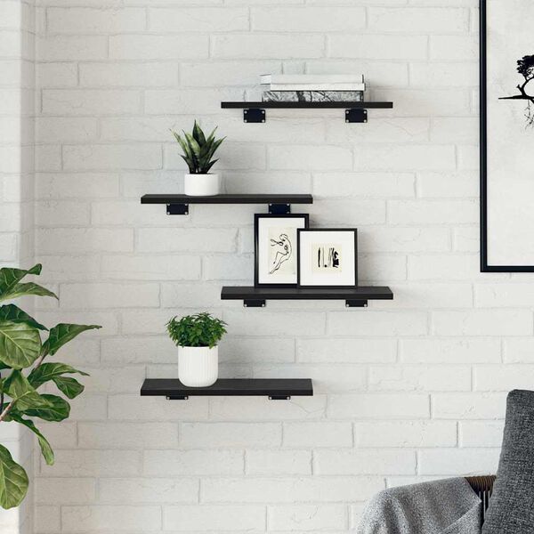 vidaXL P&oacute;łka na książki 4 pcs Czarny 40 x 20 x 1,5 cm