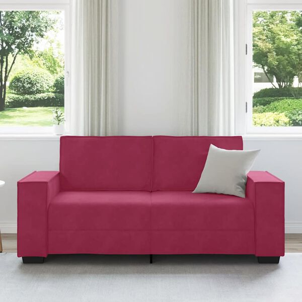 vidaXL Sofa 2-osobowa, winna czerwień, 140 cm, tapicerowana aksamitem