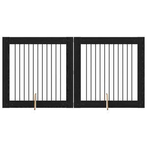 vidaXL Bramka dla ps&oacute;w z podp&oacute;rkami 2 pcs Czarny dąb 100 x 100 cm