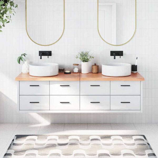 vidaXL Blat do łazienki, jasnobrązowy, 180x40x(2-4) cm, lite drewno