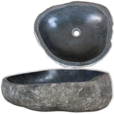 vidaXL Umywalka z kamienia rzecznego, owalna, 46-52 cm