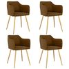 vidaXL Krzesła stołowe, 4 szt., brązowe, obite aksamitem