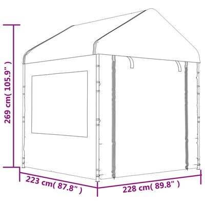 vidaXL Namiot ogrodowy z dachem, biały, 2,28x2,23x2,69 m, polietylen