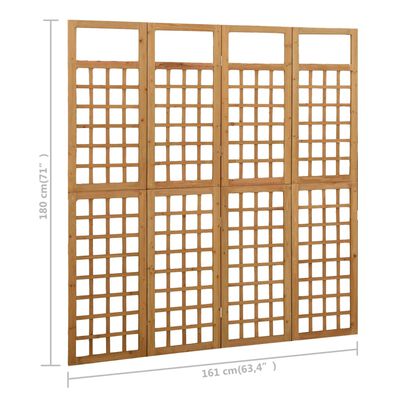 vidaXL Parawan pokojowy 4-panelowy/trejaż, drewno jodłowe, 161x180 cm