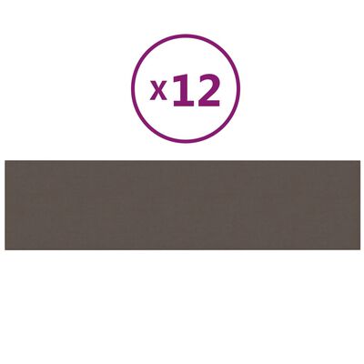 vidaXL Panele ścienne, 12 szt, kolor taupe, 60x15 cm, tkanina, 1,08 m²
