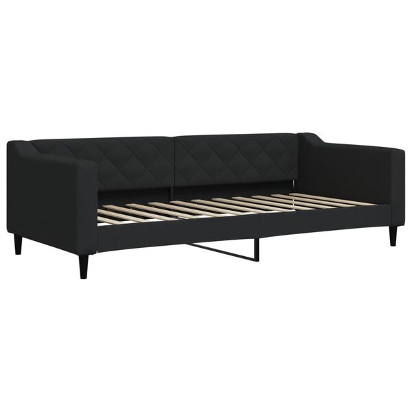 vidaXL Sofa rozsuwana z szufladami, czarna, 90x200 cm, tkanina