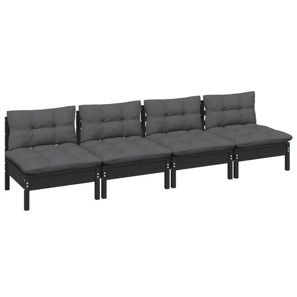 vidaXL 4-osobowa sofa ogrodowa z antracytowymi poduszkami, sosnowa