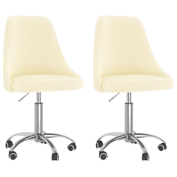 vidaXL Obrotowe krzesła stołowe, 2 szt., kremowe, obite tkaniną