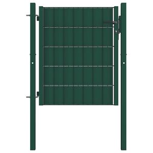 vidaXL Brama ogrodzeniowa PVC i stalowa 100x81 cm zielona