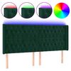 vidaXL Zagł&oacute;wek do ł&oacute;żka z LED, ciemnozielony 203x16x118/128cm aksamit