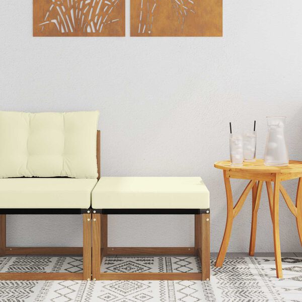 vidaXL Pufa na zewnątrz Lite drewno akacjowe i tkanina tekstylna