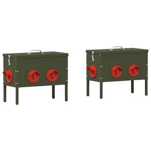 vidaXL Karmnik dla kur 2 pcs Zielony oliwkowy 41,5 x 20,5 x 33 cm