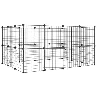 vidaXL Klatka dla zwierząt z bramką, 28 paneli, czarna, 35x35 cm, stal