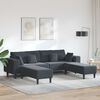 vidaXL Sofa z poduszką 3 pcs Ciemnoszary Aksamit