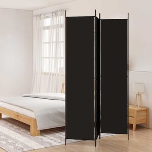 vidaXL Parawan 3-panelowy, czarny, 150x220 cm, tkanina