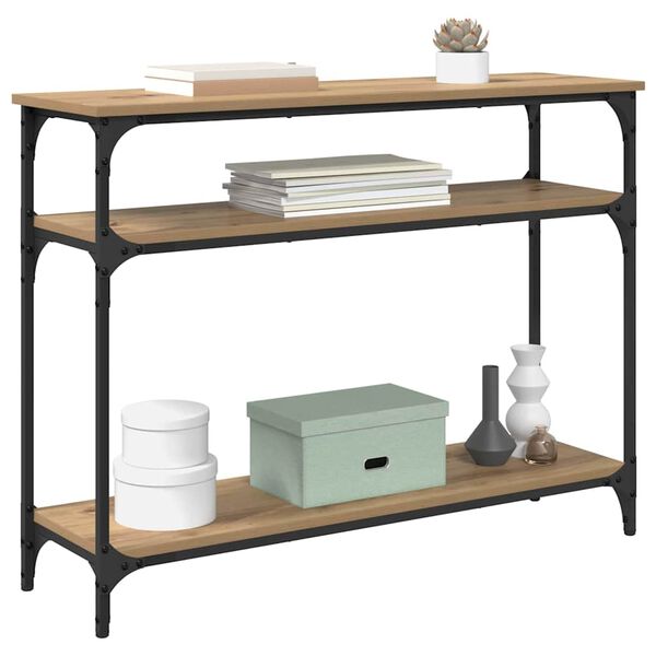 vidaXL Konsola z p&oacute;łką Dąb rzemieślniczy 100 x 29 x 75 cm