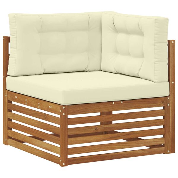 vidaXL Zestawy sof 7 pcs Naturalny i Kremowy Lite Drewno Akacji