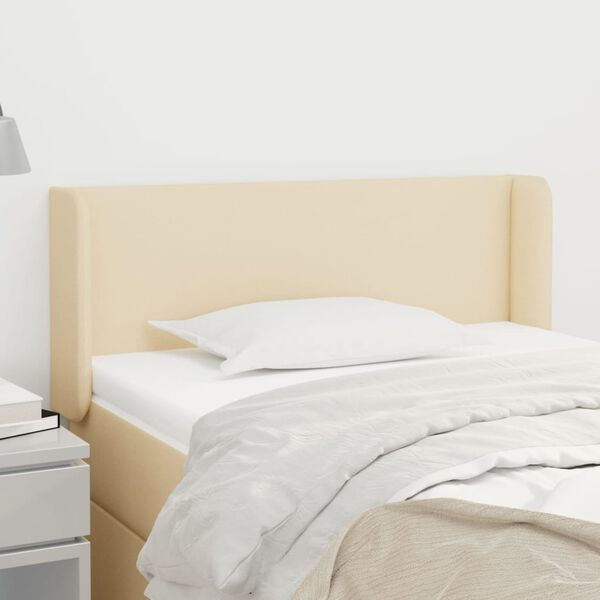 vidaXL Zagł&oacute;wek uszak, kremowy, 93x16x78/88 cm, tkanina