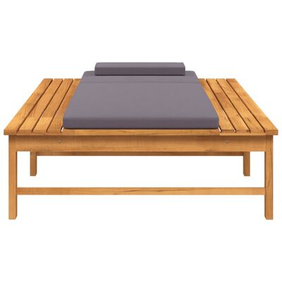 vidaXL Leżak z poduszkami, ciemnoszary, lite drewno akacjowe