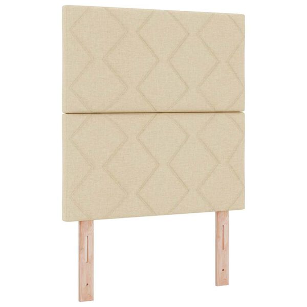 vidaXL Ł&oacute;żko z sprężyną LED z materacem Kremowy 80 x 200 cm tkanina