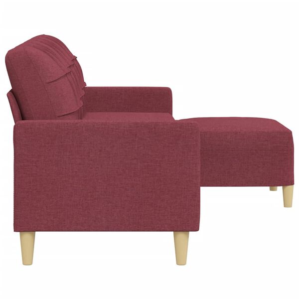 vidaXL 3-osobowa sofa z podn&oacute;żkiem winna czerwień 210 cm, tkaniną
