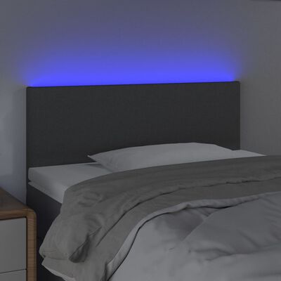 vidaXL Zagłówek do łóżka z LED, ciemnoszary, 80x5x78/88 cm, tkanina