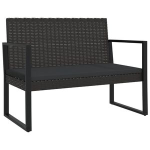 vidaXL Ławka ogrodowa z poduszkami, czarna, 106 cm, polirattan