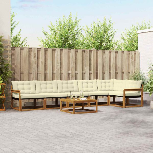 vidaXL Zestaw sof na zewnątrz z poduszką 7 pcs Naturalny i Kremowy