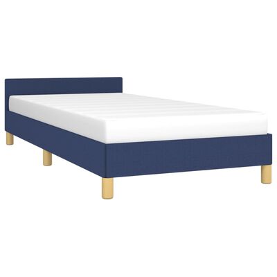 vidaXL Rama łóżka z zagłówkiem, niebieska, 100x200 cm, obita tkaniną