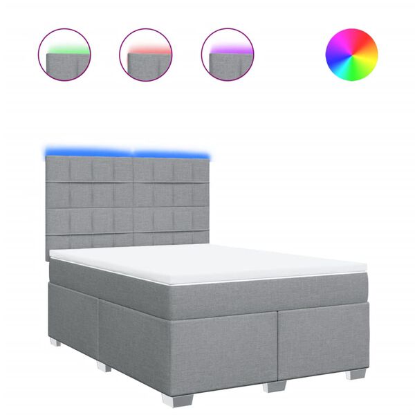 vidaXL Ł&oacute;żko kontynentalne z materacem, jasnoszare 140x200 cm, tkanina