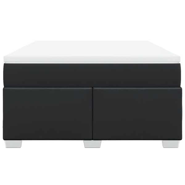 vidaXL Ł&oacute;żko kontynentalne z materacem, czarne, ekosk&oacute;ra 160x200 cm