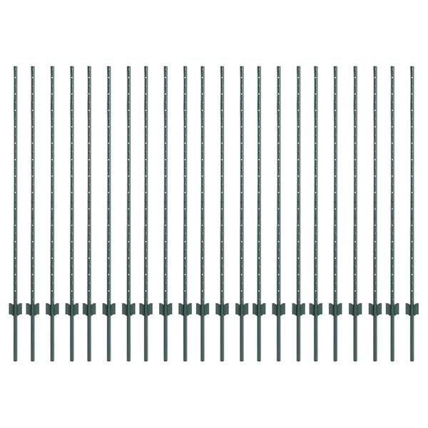 vidaXL Słupki ogrodzeniowe 22 pcs Zielony 180 cm Stal