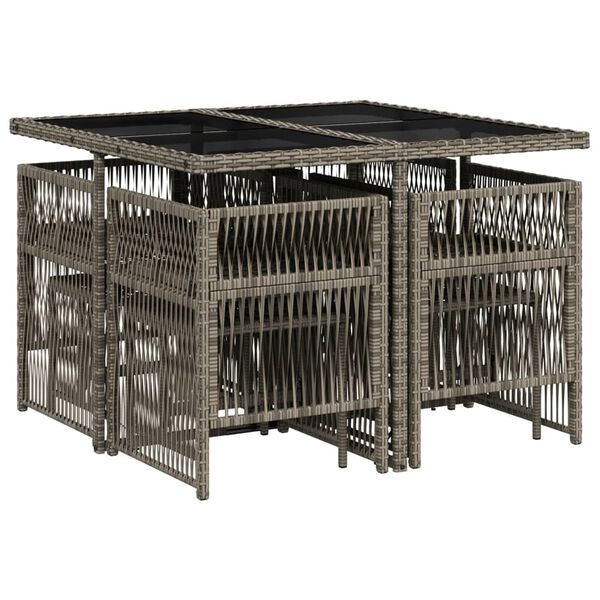 vidaXL 9-cz. zestaw mebli ogrodowych z poduszkami, szary, rattan PE