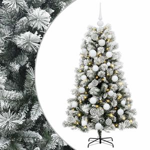 vidaXL Sztuczna choinka na zawiasach z bombkami 150 cm 150 LED