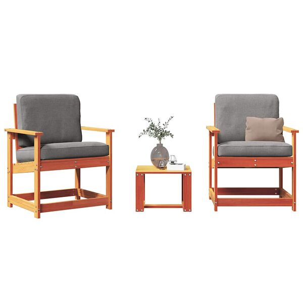 vidaXL 3-cz. zestaw mebli ogrodowych, woskowy brąz, drewno sosnowe