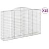 vidaXL Kosze gabionowe, 15 szt, 300x50x180/200cm, galwanizowane żelazo