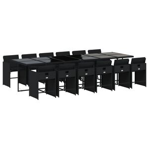 vidaXL 13-cz. zestaw mebli do ogrodu, poduszki, czarny, rattan PE