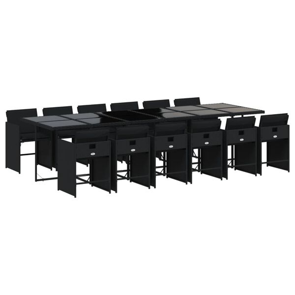 vidaXL 13-cz. zestaw mebli do ogrodu, poduszki, czarny, rattan PE