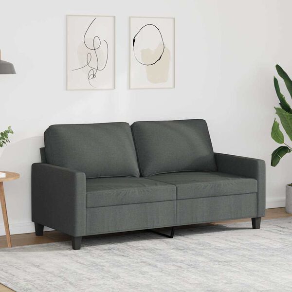 vidaXL Sofa 2-osobowa, ciemnoszara, 140 cm, tapicerowana tkaniną
