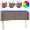vidaXL Zagł&oacute;wek do ł&oacute;żka z LED, taupe, 147x16x78/88 cm, tkanina