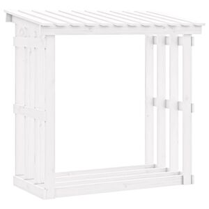 vidaXL Stojak na drewno opałowe, biały, 108x64,5x109cm, drewno sosnowe