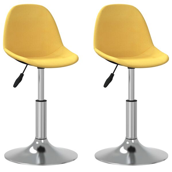 vidaXL Obrotowe krzesła stołowe, 2 szt., musztardowe, obite tkaniną