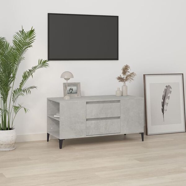 vidaXL Szafka pod TV, szarość betonu, 102x44,5x50 cm