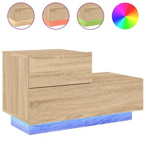 vidaXL Szafka nocna z oświetleniem LED, dąb sonoma, 70x36x40,5 cm